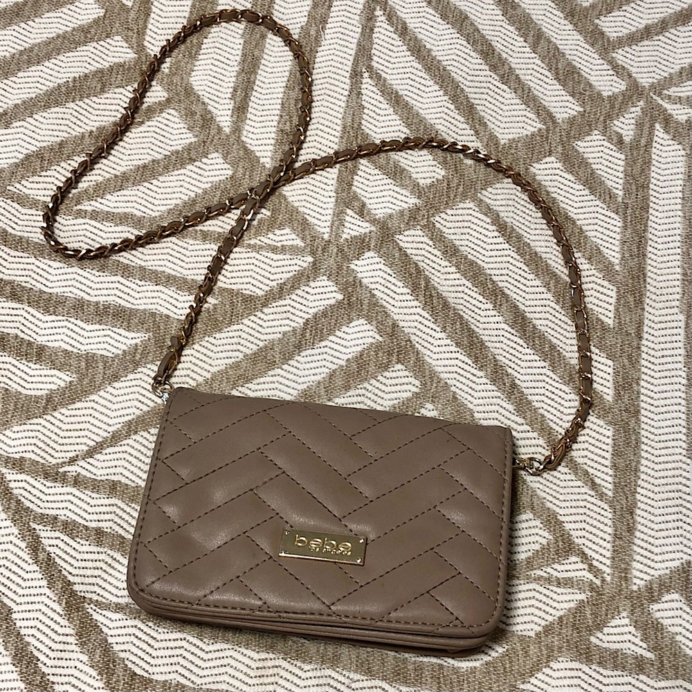bebe Leather Crossbody Purse with Chain Strap